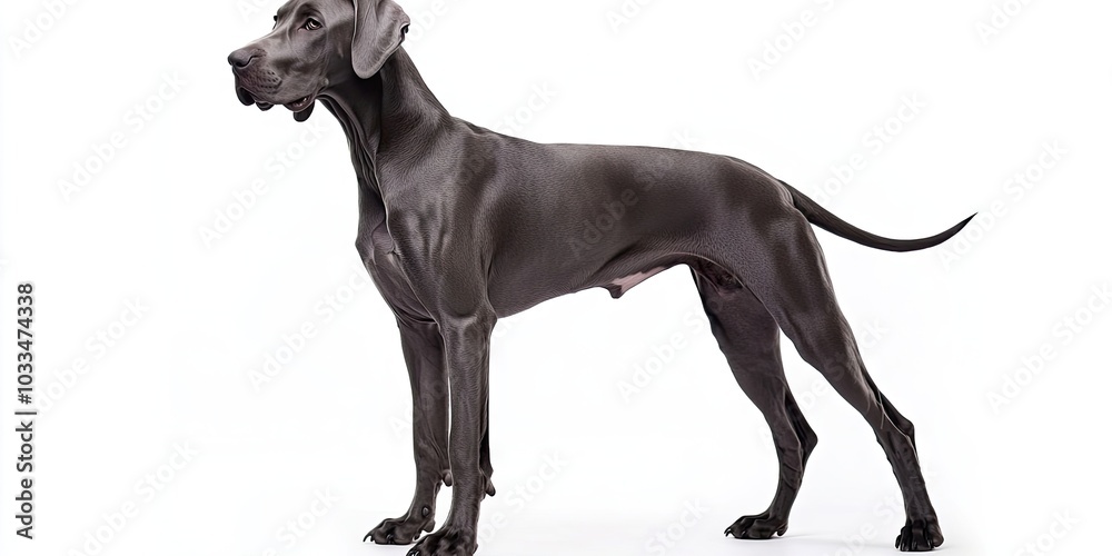 10-month-old Great Dane standing against a white background. 10-month-old Great Dane standing against a white background.