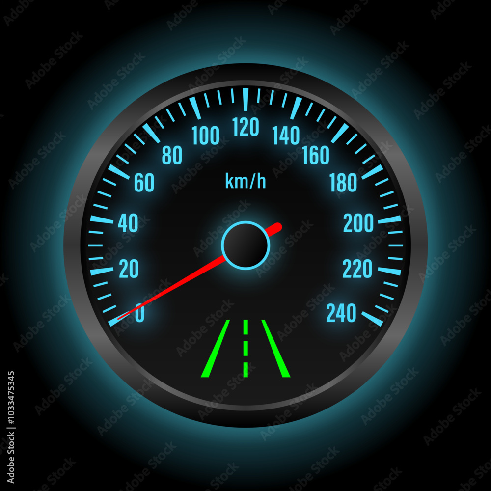 Lane Assist Warning Light on Car Dashboard. Vector Illustration. Lane Assist Warning Light on Car Dashboard. Vector Illustration.