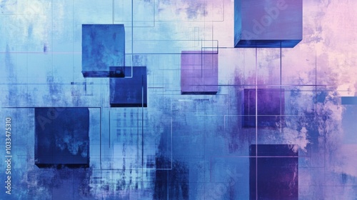 The concept of data deduplication in cerulean blue and lavender colors photo