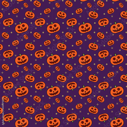 Vector Halloween seamless pattern with pumpkin