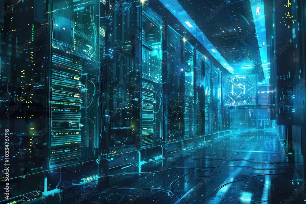 Obraz premium high-security server room, featuring advanced fire suppression systems