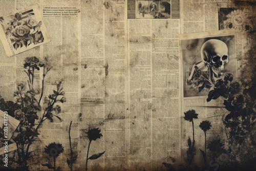 Halloween serial killer newspaper monochrome fragility.