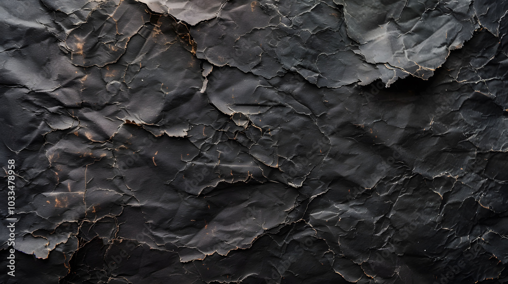 Crumpled Black Paper Texture Background For Design Project. Crumpled Black Paper Texture Background For Design Project.