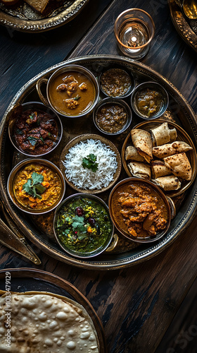 North Indian Thali with a Rich Selection of Traditional Dishes   photo