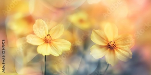 Blurred abstract backdrop of lovely yellow flowers