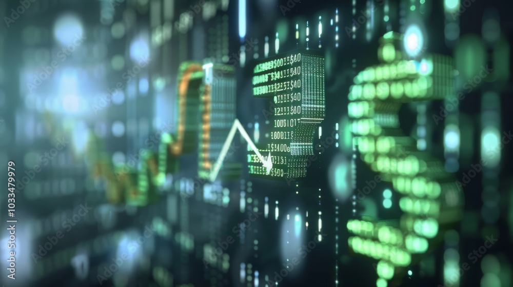 Digital Financial Data with Dollar Sign. Digital Financial Data with Dollar Sign.