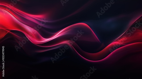 Abstract flowing waves in red and black tones, smooth gradients and light effects