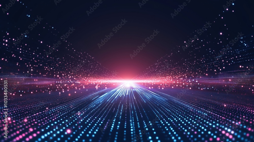 Digital landscape with glowing particles and light rays, vibrant colors, futuristic Digital landscape with glowing particles and light rays, vibrant colors, futuristic