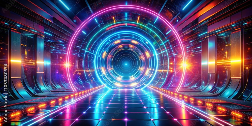 Futuristic Portal Hologram - Abstract Digital Background with Long Exposure Effects for Seamless Looping 4K Virtual Video Animation