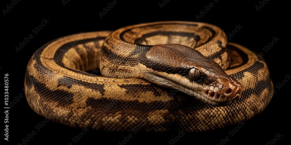 Obraz premium Bolivian Boa (Boa constrictor amarali) set against a black background.