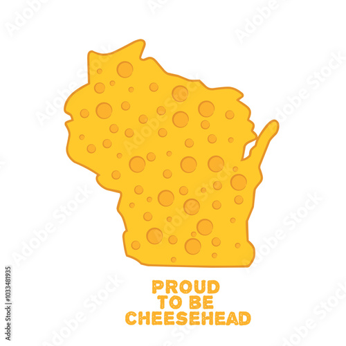 Wisconsin Cheesehead State Outline Illustration