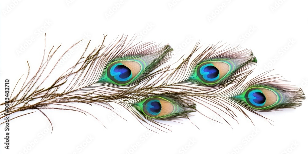Obraz premium Peacock feathers against a white background
