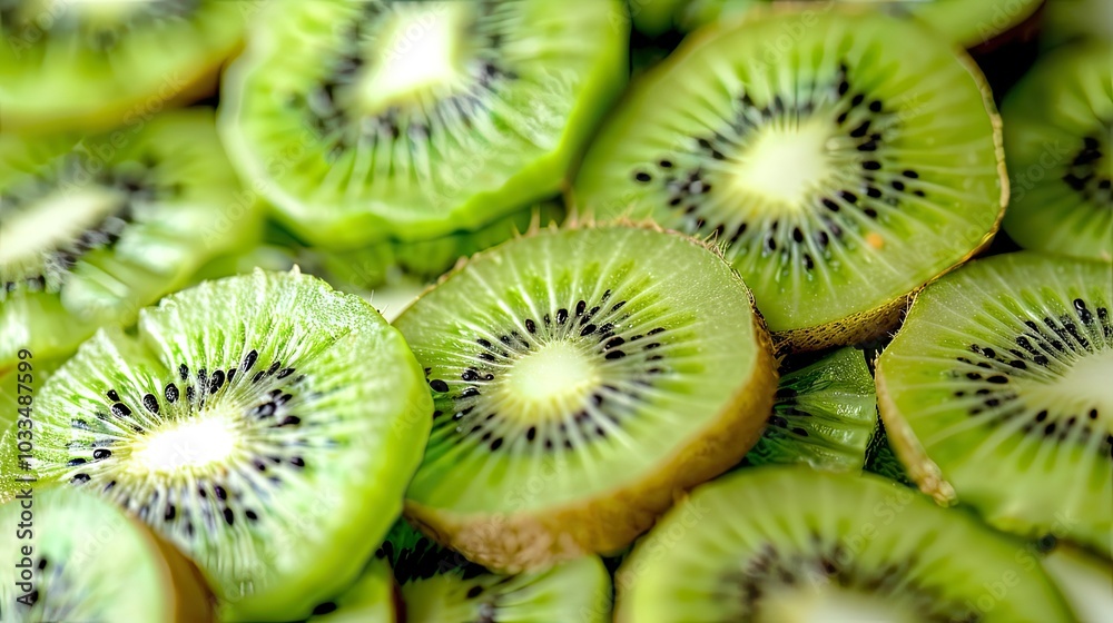 Fresh green kiwi fruit slices --no text and people, human --chaos 10 --ar 16:9 Job ID: 97a433d1-dd9a-4467-b31a-c763288f43c8 Fresh green kiwi fruit slices --no text and people, human --chaos 10 --ar 16:9 Job ID: 97a433d1-dd9a-4467-b31a-c763288f43c8