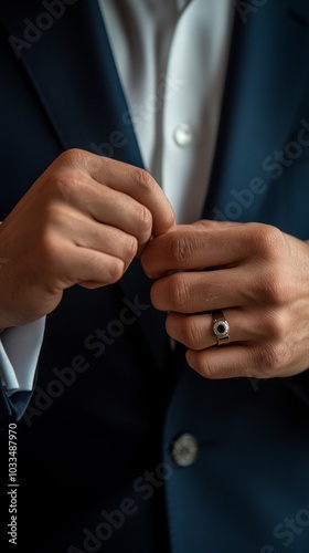 Man in a Suit with a Ring on His Finger