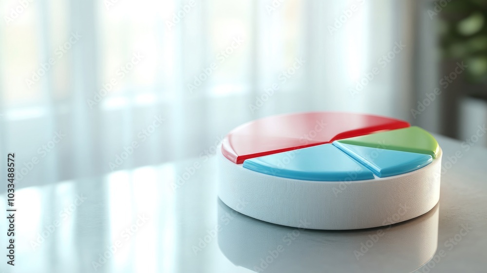Fototapeta premium Colorful Pie Chart on a Table Surface for Analysis