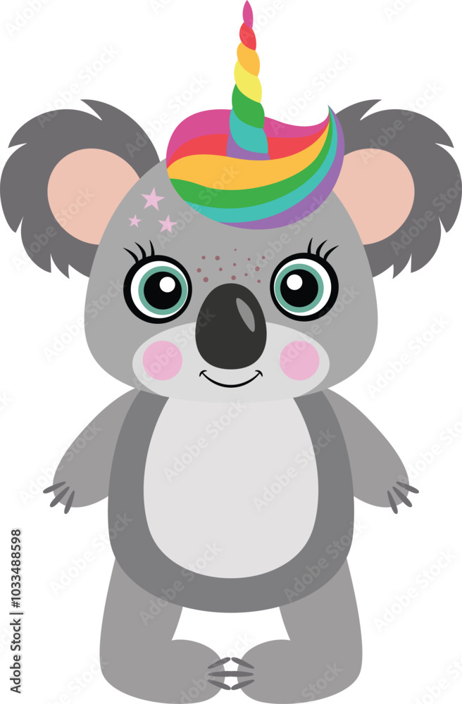Fototapeta premium Cute koala with unicorn horn