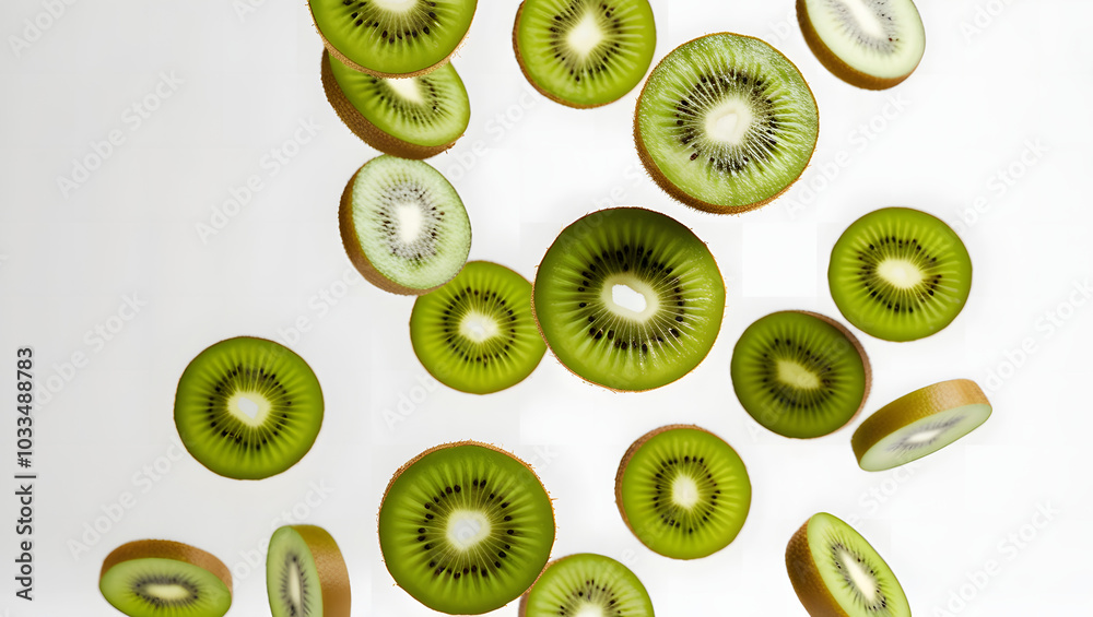 Fototapeta premium Kiwi Fruit Slices, Cutout.