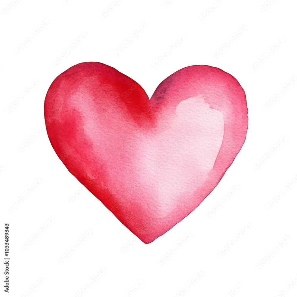 Hand drawn heart shape with delicate watercolor strokes in shades of pink and red isolated on a transparent background Hand drawn heart shape with delicate watercolor strokes in shades of pink and red isolated on a transparent background