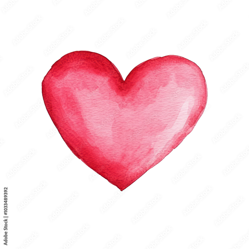Hand drawn heart shape with delicate watercolor strokes in shades of pink and red isolated on a transparent background Hand drawn heart shape with delicate watercolor strokes in shades of pink and red isolated on a transparent background