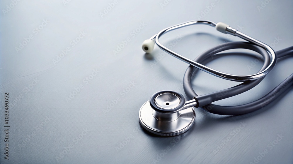 A stethoscope on grey background for medical or health background A stethoscope on grey background for medical or health background