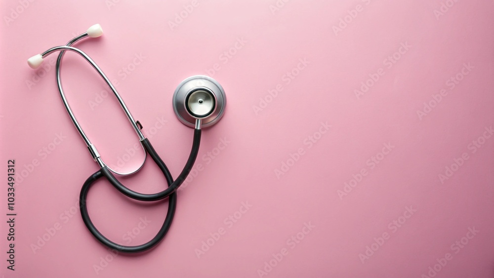 A stethoscope on pink background for medical or health background A stethoscope on pink background for medical or health background