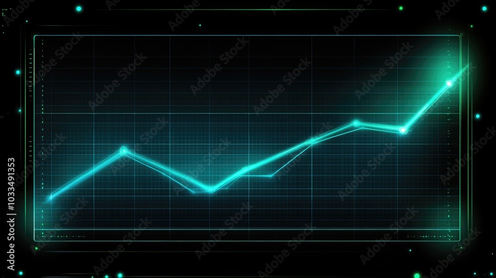Fototapeta premium Digital Graph with Rising Trendline Visualization