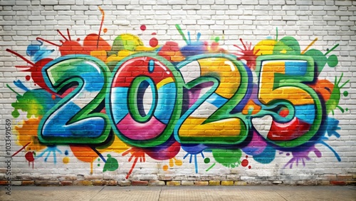 Vibrant 2025 graffiti artwork on urban brick wall