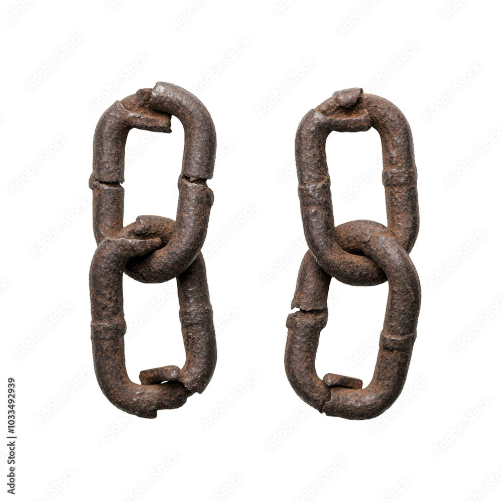 Pair of broken chains symbolizing the abolition of slavery isolated on a transparent background Pair of broken chains symbolizing the abolition of slavery isolated on a transparent background