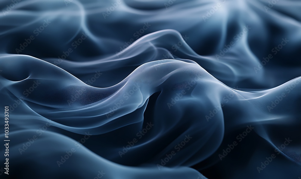 Fototapeta premium A captivating abstract image featuring flowing waves in shades of blue, creating a serene and soothing visual effect.