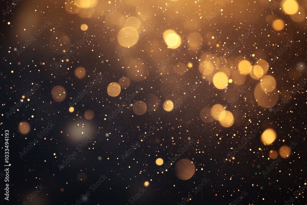 Abstract bokeh background with golden and white lights on a dark background. Abstract bokeh background with golden and white lights on a dark background.