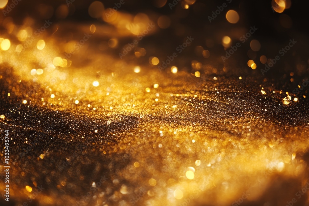 Abstract background with golden glitter and bokeh effect. Abstract background with golden glitter and bokeh effect.