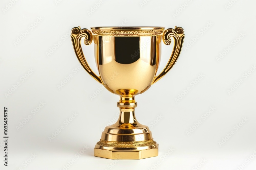 Golden trophy with ornate handles Golden trophy with ornate handles