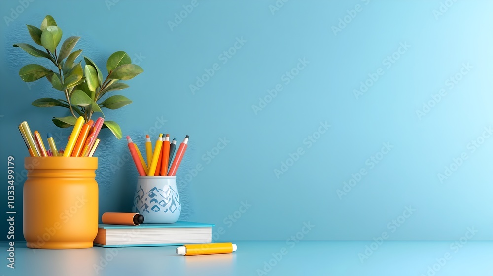 Clean and modern whiteboard with markers in a minimalist classroom setting 3D with empty space for text presentation or Clean and modern whiteboard with markers in a minimalist classroom setting 3D with empty space for text presentation or
