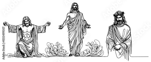 jesus christ portrait art in hand-drawn style for church and spiritual designs