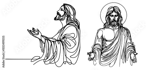 line art jesus christ portraits perfect for church design and religious art
