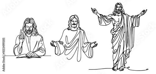 sacred jesus christ face illustrations in a black and white hand-drawn style