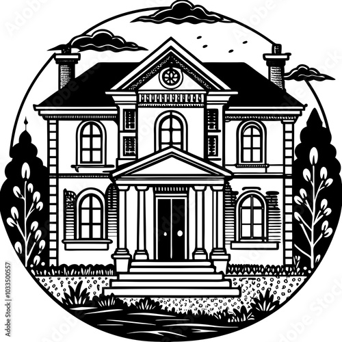 mansion or villa house illustration