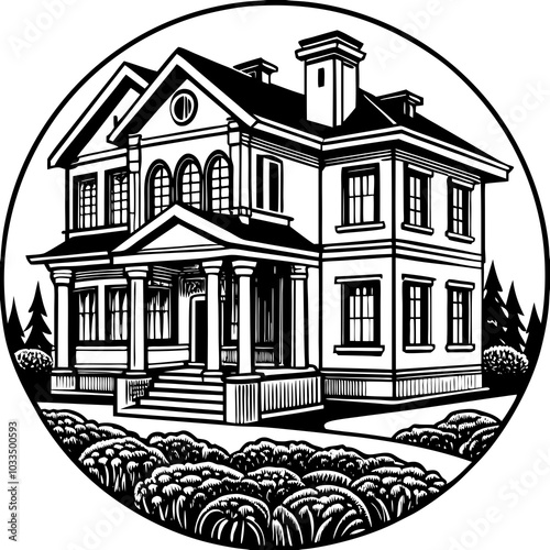 mansion or villa house illustration