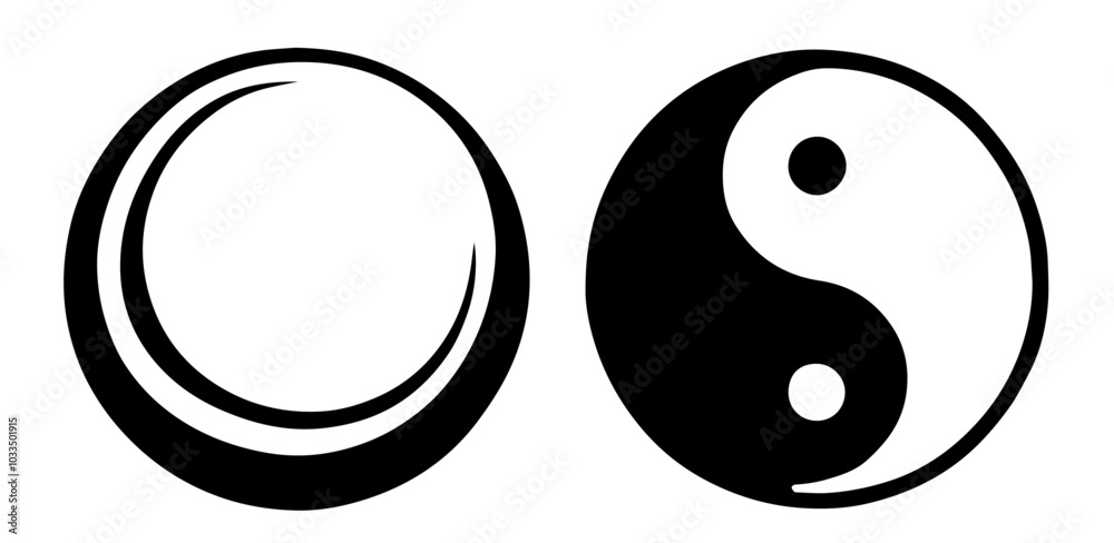artistic yin yang symbol sketches set in black vector line art artistic yin yang symbol sketches set in black vector line art