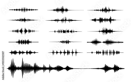 dynamic sound wave logos in black vector for audio and sound-based businesses