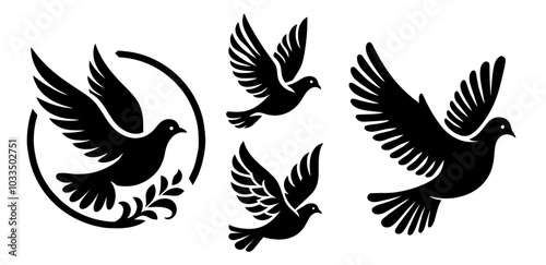elegant black shape design of a peace dove symbolizing hope and harmony black vector
