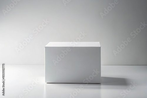 Wide-angle white box mockup on minimalistic background