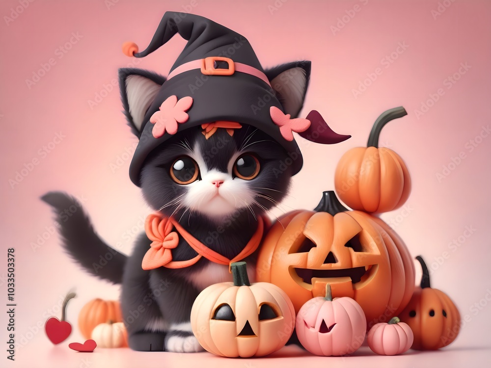 halloween cat and pumpkins halloween cat and pumpkins