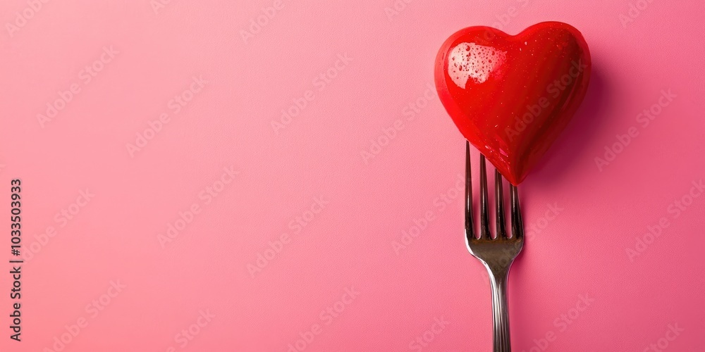 Happy Sweetest Day images. Heart on a fork. Heart shape against a pink background. Sweetest Day pink banner. Delightful American holiday. Happy Sweetest Day images. Heart on a fork. Heart shape against a pink background. Sweetest Day pink banner. Delightful American holiday.