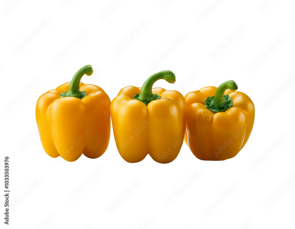 Golden Yellow Bell Pepper Isolated on Transparent Background