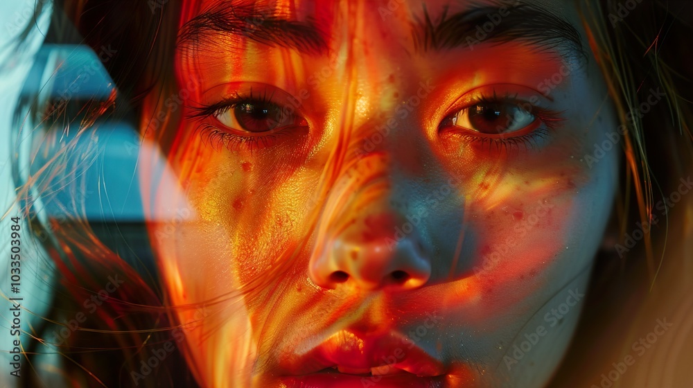 Close Up Portrait of a Woman with Intriguing Lighting Close Up Portrait of a Woman with Intriguing Lighting