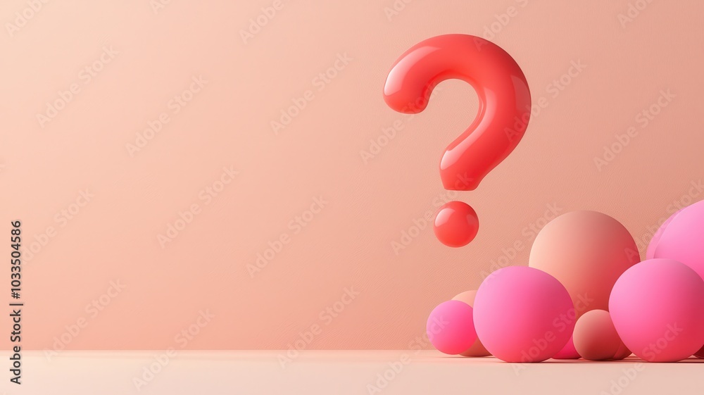 3D Illustration of a Floating Quiz Question Mark: Editable Section for Interactive Questions and Engagement
