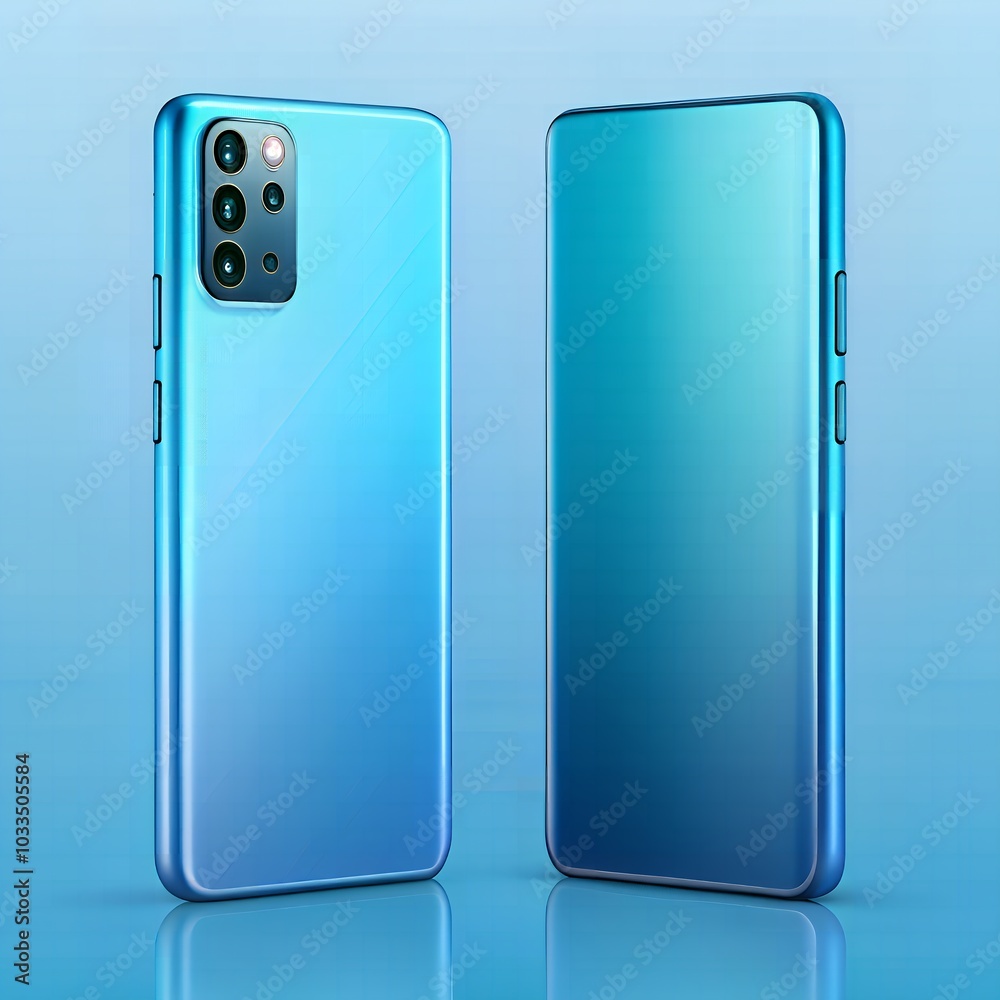 Blue Smartphone with Edge-to-Edge Display (2) Blue Smartphone with Edge-to-Edge Display (2)