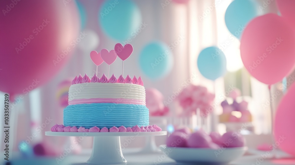 Modern Gender-Themed Celebration Cake Decor Modern Gender-Themed Celebration Cake Decor
