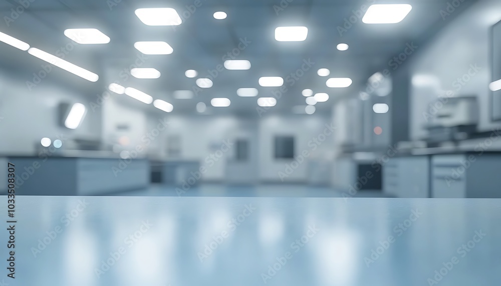Modern laboratory interior with blurred focus, featuring bright lighting and minimalist design. Modern laboratory interior with blurred focus, featuring bright lighting and minimalist design.